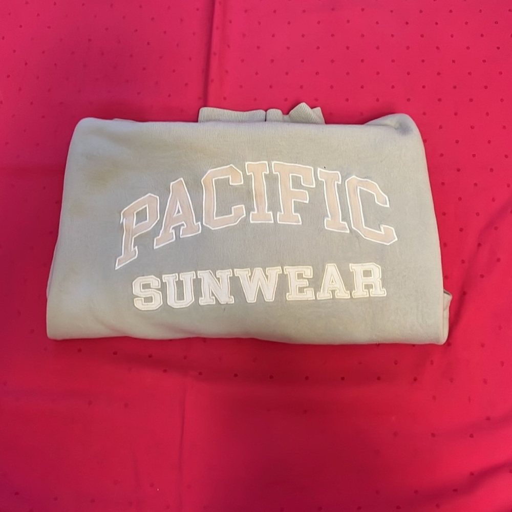 PacSun-Pacific Sunwear light green, cream, and white hoodie. - Picture 7 of 7